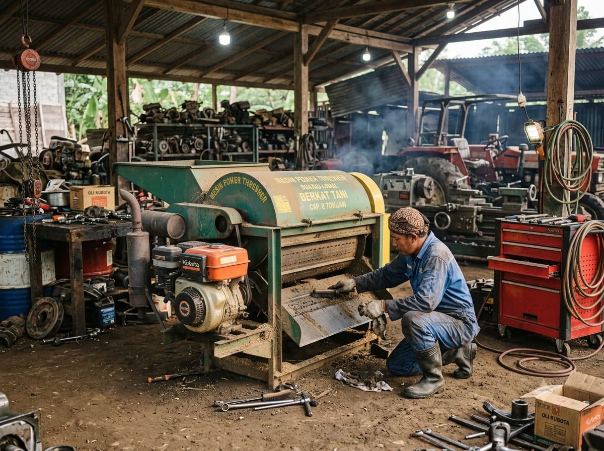 Cara Membersihkan Mesin Tresher