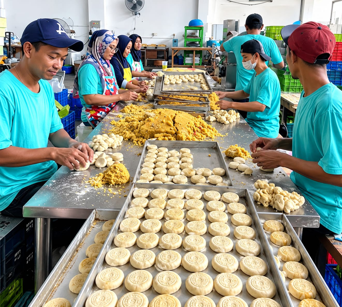 Cara membuat bakpia pathok dengan langkah sederhana mulai dari mengolah kacang hijau, membuat kulit, membentuk bakpia, hingga memanggangnya sampai matang.