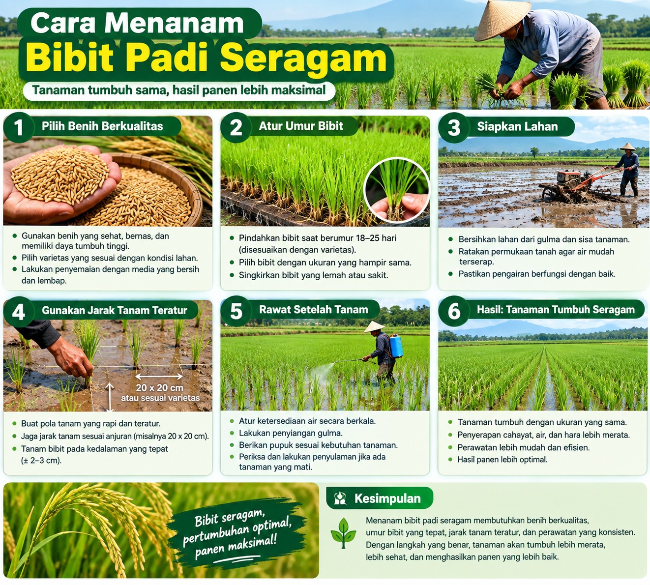 cara menanam bibit padi seragam