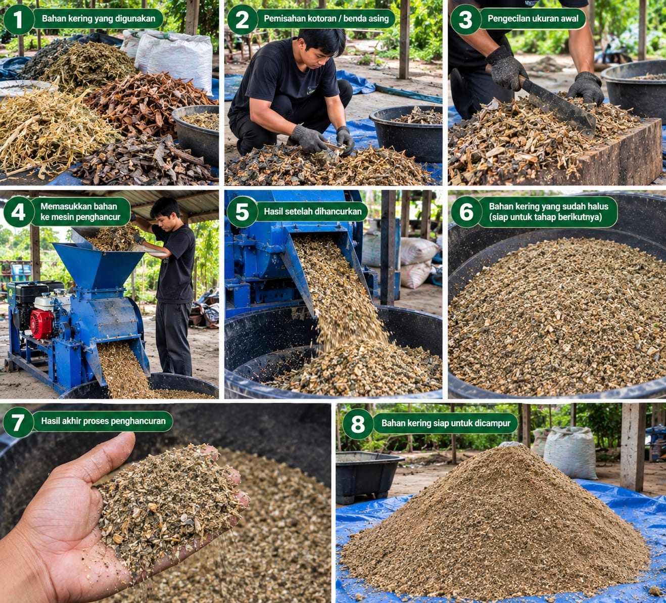 proses menghancurkan bahan kering