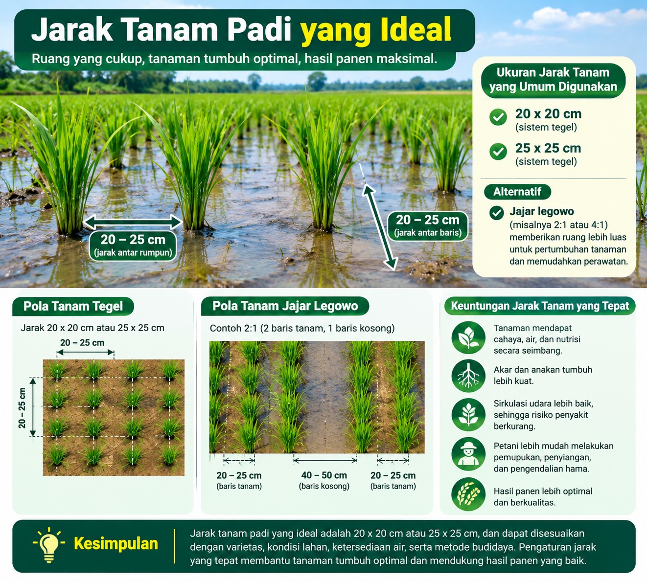 jarak tanam padi yang ideal